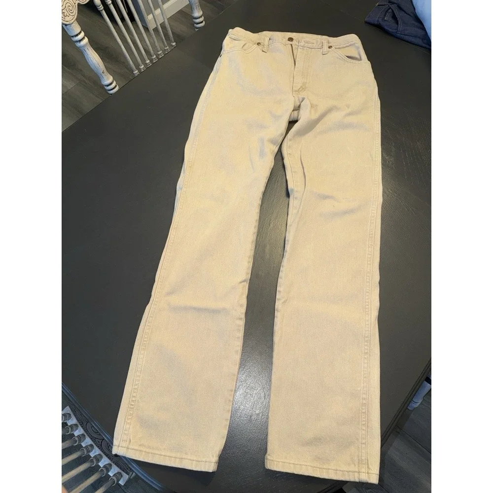 Wrangler Jeans Men 31x36 Cowboy Cut Straight Tan Denim Western Workwear